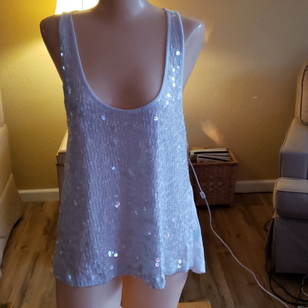 Oxford & Regent White Cotton Bling Tank Top
